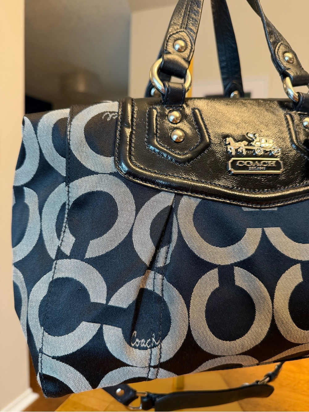 Coach Optic Signature Canvas Satchel Silver Hardware Leather Accents 14294 - Picture 2 of 8